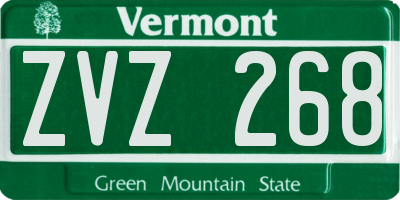 VT license plate ZVZ268