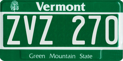 VT license plate ZVZ270
