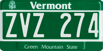 VT license plate ZVZ274