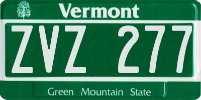 VT license plate ZVZ277