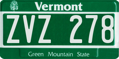 VT license plate ZVZ278