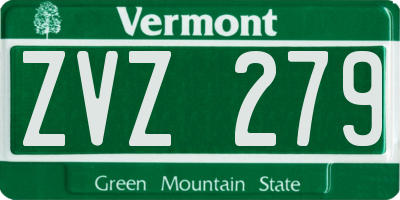 VT license plate ZVZ279