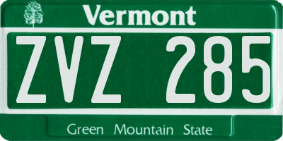 VT license plate ZVZ285