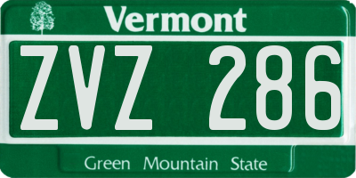 VT license plate ZVZ286