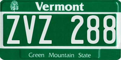 VT license plate ZVZ288
