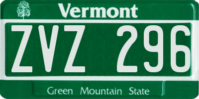 VT license plate ZVZ296