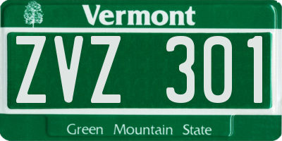 VT license plate ZVZ301