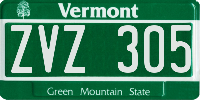 VT license plate ZVZ305