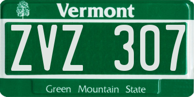 VT license plate ZVZ307