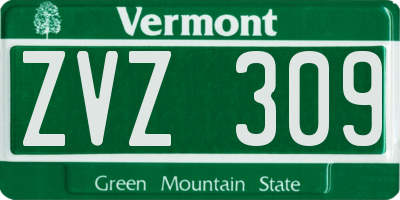 VT license plate ZVZ309