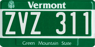VT license plate ZVZ311