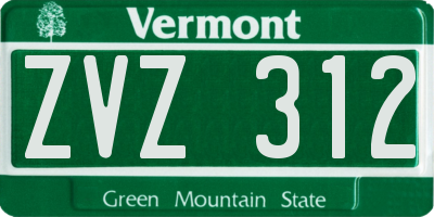 VT license plate ZVZ312