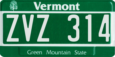 VT license plate ZVZ314