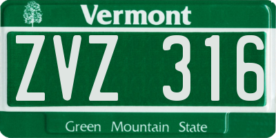 VT license plate ZVZ316