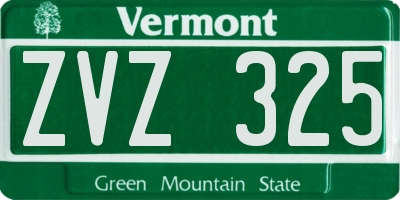 VT license plate ZVZ325