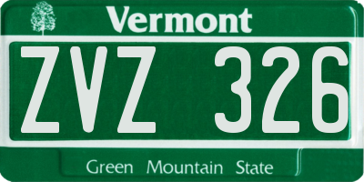 VT license plate ZVZ326