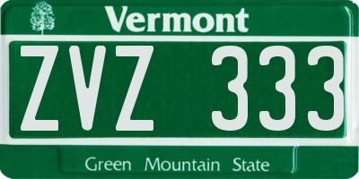 VT license plate ZVZ333