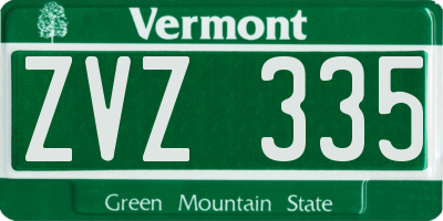 VT license plate ZVZ335