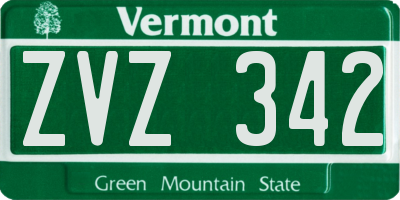 VT license plate ZVZ342