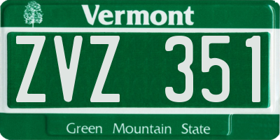 VT license plate ZVZ351