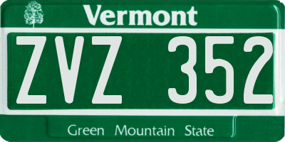 VT license plate ZVZ352