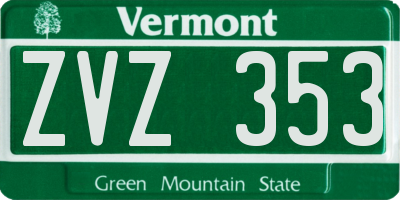 VT license plate ZVZ353