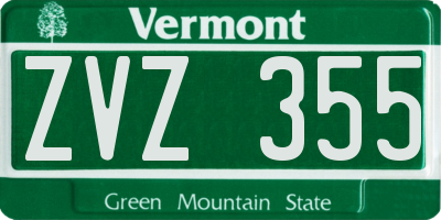 VT license plate ZVZ355