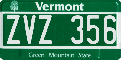 VT license plate ZVZ356