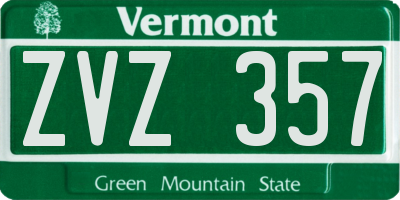 VT license plate ZVZ357