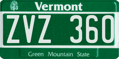 VT license plate ZVZ360