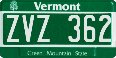 VT license plate ZVZ362