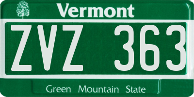 VT license plate ZVZ363