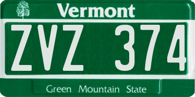 VT license plate ZVZ374