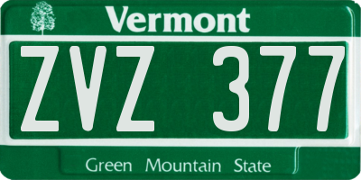 VT license plate ZVZ377
