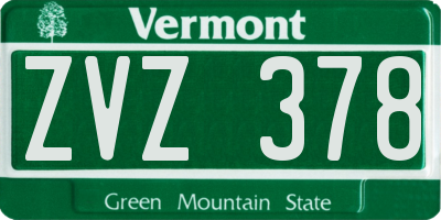 VT license plate ZVZ378