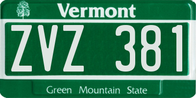 VT license plate ZVZ381