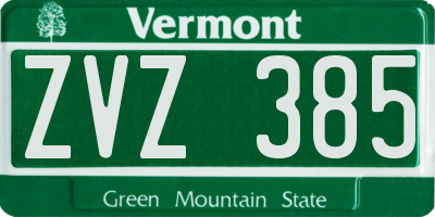 VT license plate ZVZ385