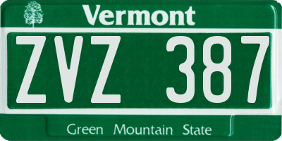 VT license plate ZVZ387