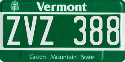 VT license plate ZVZ388