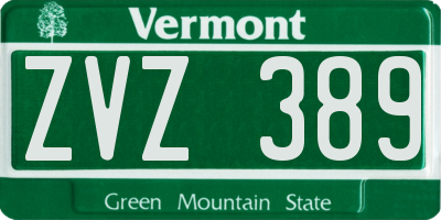 VT license plate ZVZ389