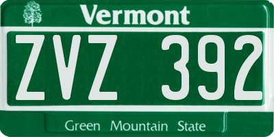 VT license plate ZVZ392