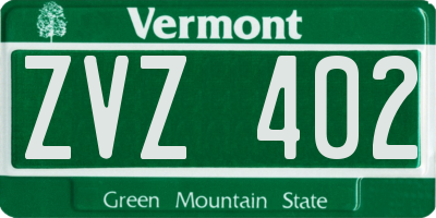 VT license plate ZVZ402