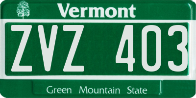 VT license plate ZVZ403