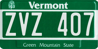 VT license plate ZVZ407