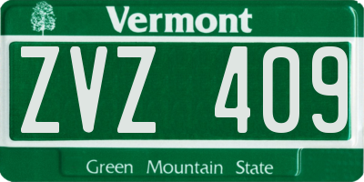 VT license plate ZVZ409
