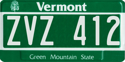 VT license plate ZVZ412
