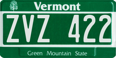 VT license plate ZVZ422