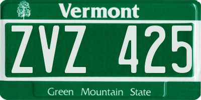 VT license plate ZVZ425