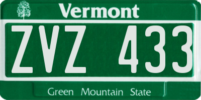 VT license plate ZVZ433