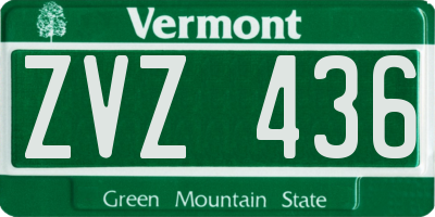 VT license plate ZVZ436